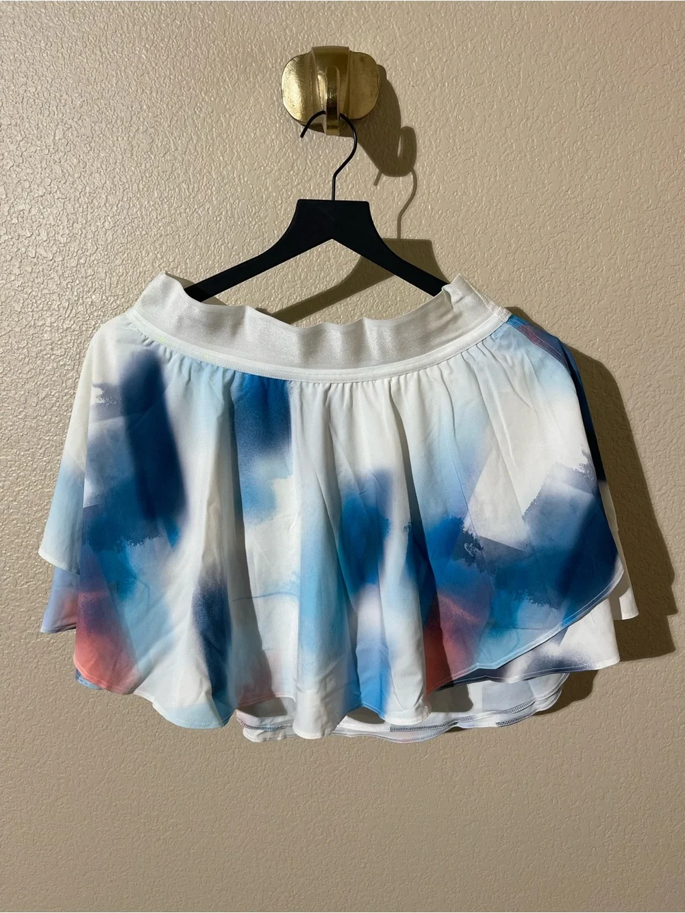lululemon athletica White Skater Skirt with Blue and Pink Watercolor Print